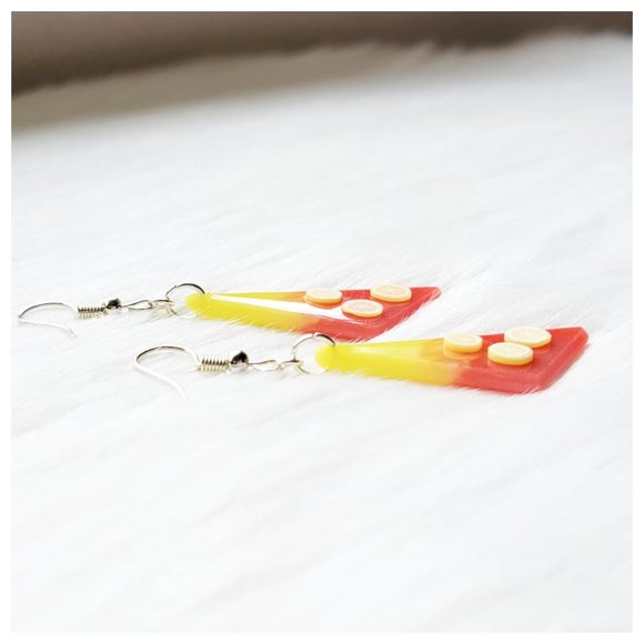 Strawberry Lemonade Earrings Yellow and Pinkish Red Lemon Dangle Earrings - Picture 6 of 10